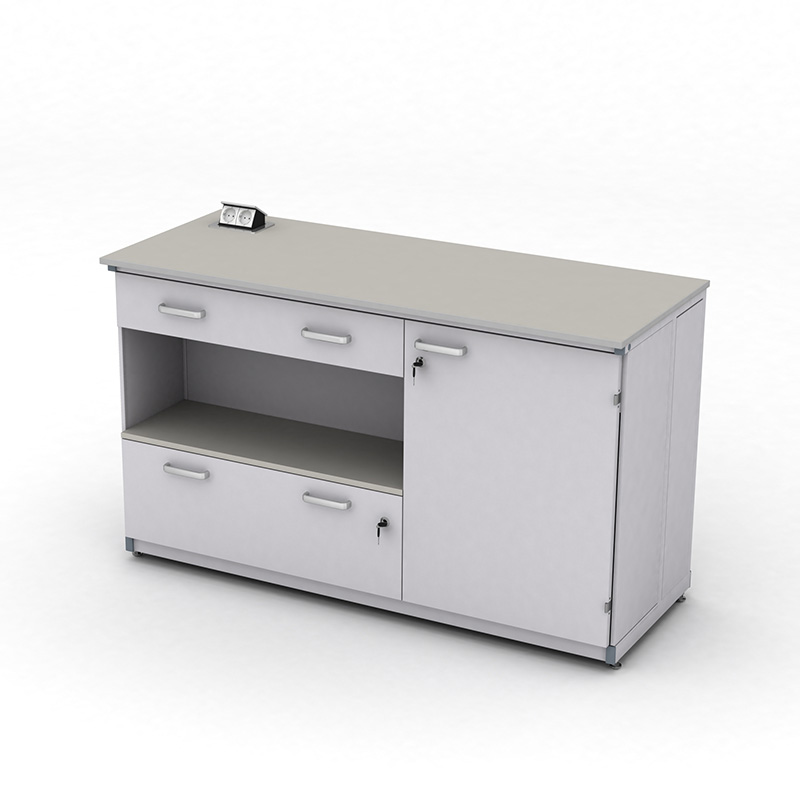 Cтіл демонстраційний лабораторний ЕКСПЕРТ з розетками. шухлядами та тумбою, Д-1500 мм, арт. 41-08.125